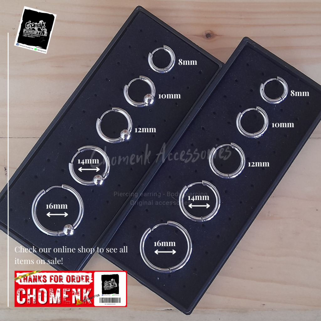 PREMIUM ANTING PRIA ANTING HOOP ANTING TINDIK TITANIUM ANTING HOOP BALL 1PCS ANTING PRIA ANTING HOOP