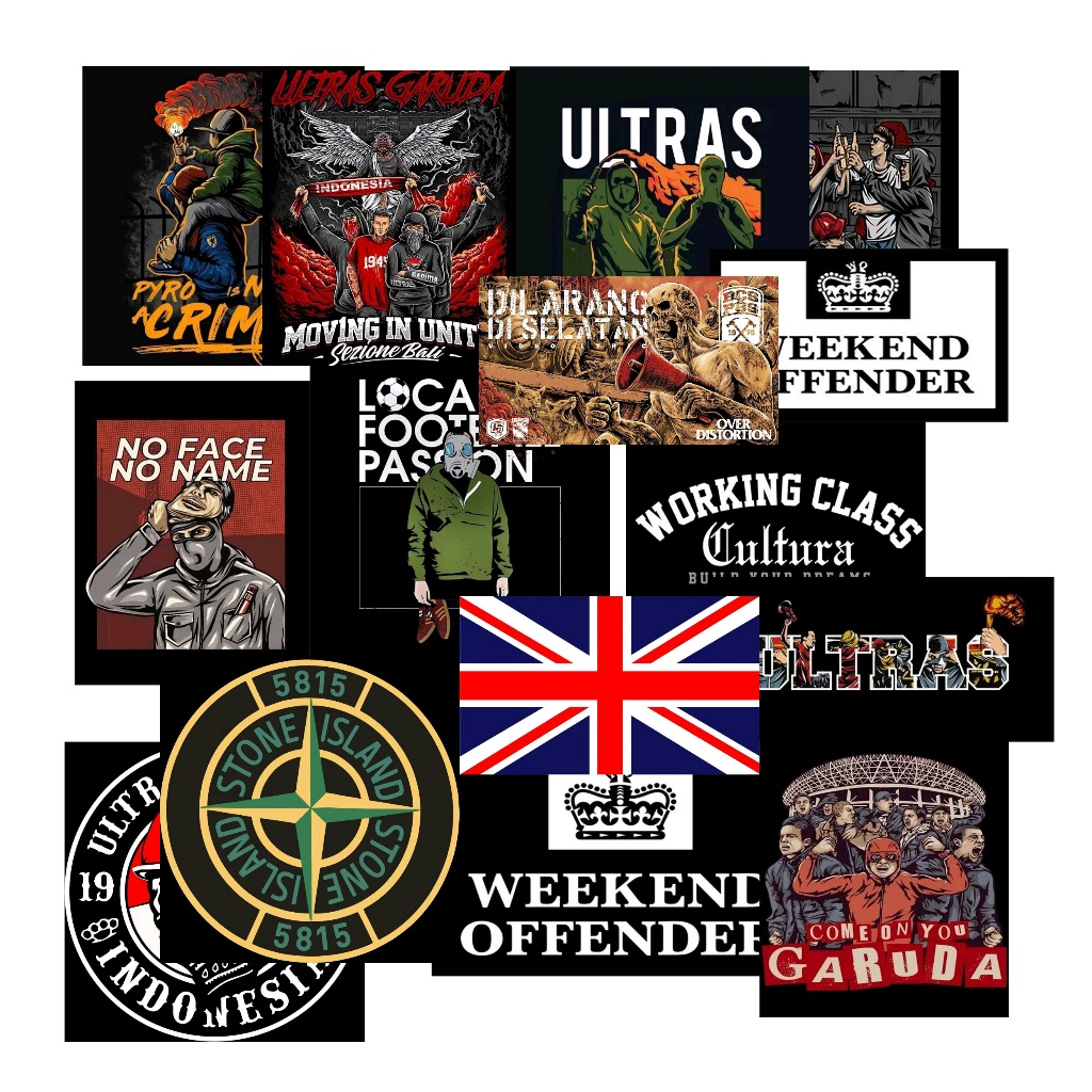 

15 PCS STIKER SUPORTER BOLA ULTRAS BAHAN VINYL TERLARIS