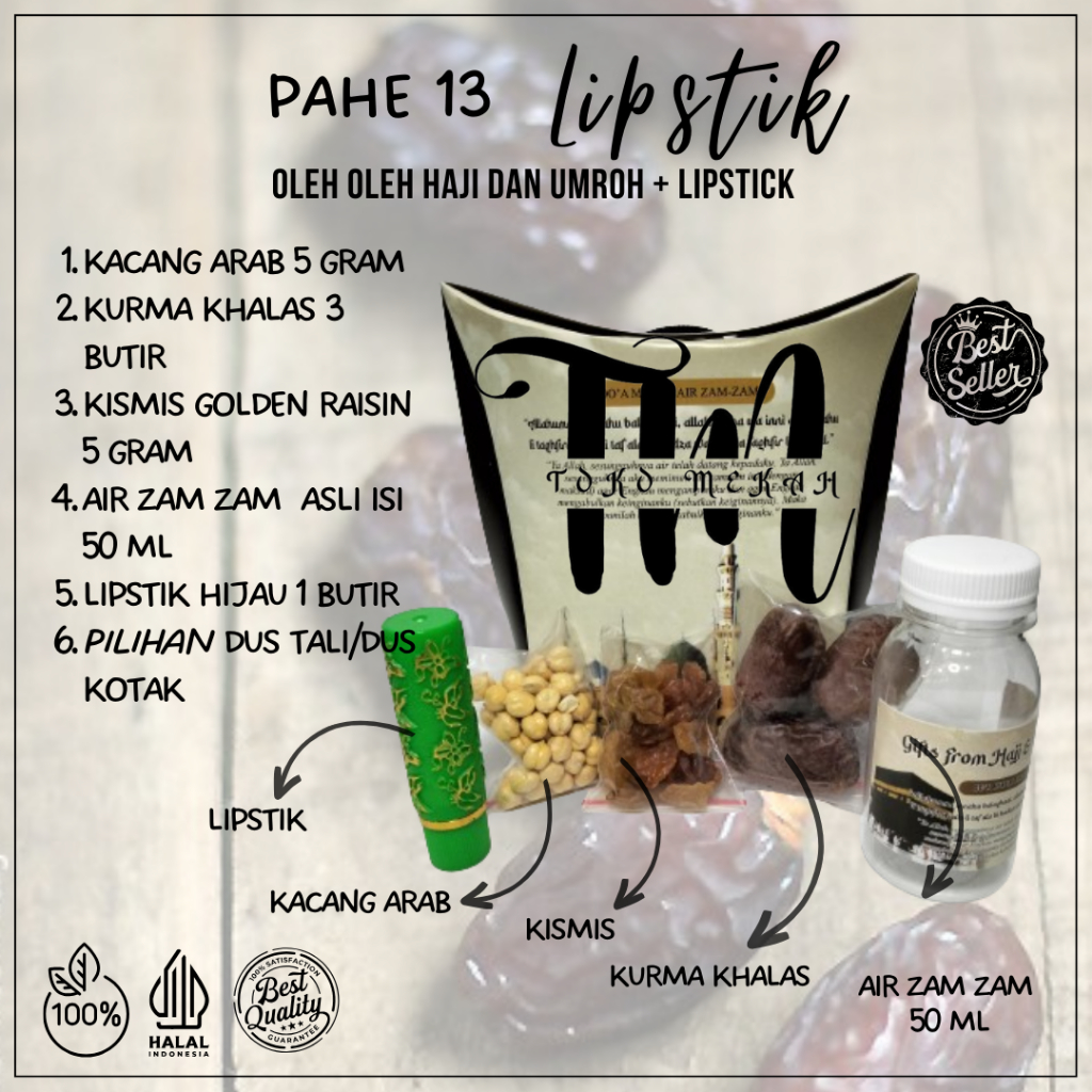 

Paket Oleh Oleh Haji Umroh Souvenir Dus PaperbagIsi Air Zam Zam Kacang Kurma Kismis Lipstik Hare