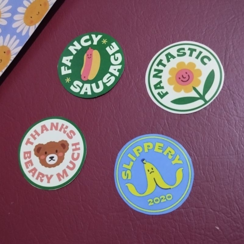 sticker bulat stamp lucu / jurnal / case hp