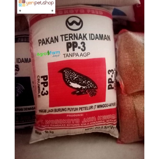 Paket Terbaru  Pakan Puyuh Petelur PP3 Wonokoyo Paket 1 Kg Murah