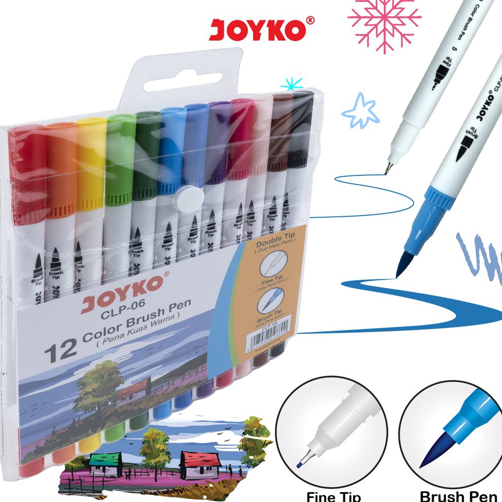 

KODE P2N5 Color Brush Pen Pena Kuas Warna Joyko CLP6 12 Warna Color