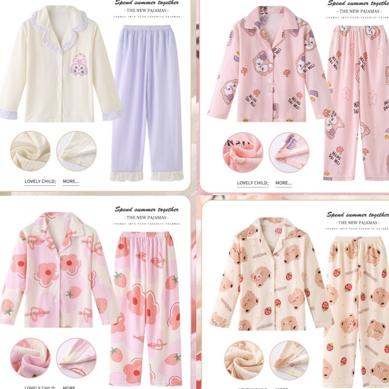 Ready Sekarang  babyfit agr 31thn piyama kerah anak mahal look perempuan kancing depan kemeja celana