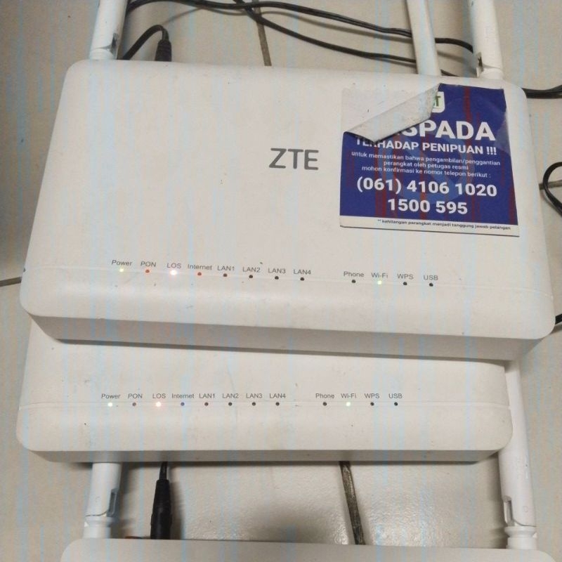 ZTE GPON ONT MODEL:ZXHN F670L UNIT TAMBAH ADAKTOR 1 TAHUN 2023-2022 WARNA HIJO