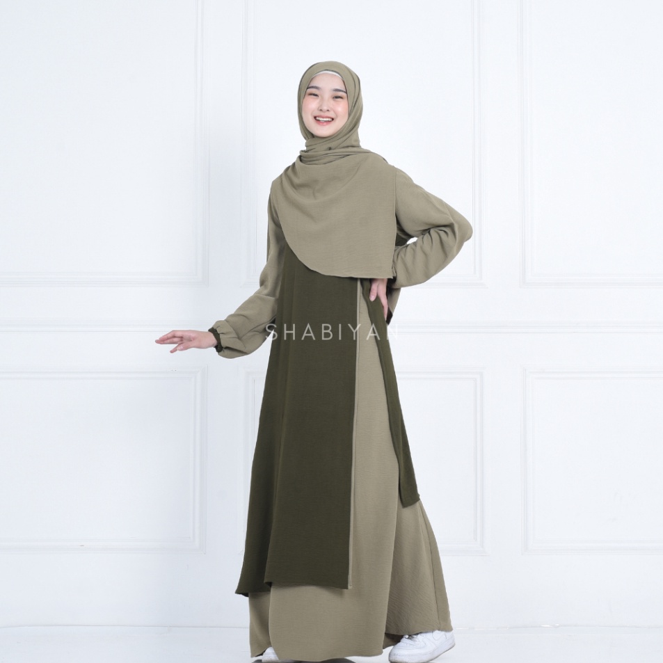 Kejutan Menarik  SHABIYAN 435 Gamis Remaja Dewasa Kombinasi 2 Warna  Syakila