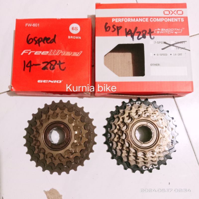 gear 6 speed drat 14-28t gear belakang freewheel  6 speed  murah gear sepeda lipat mtb