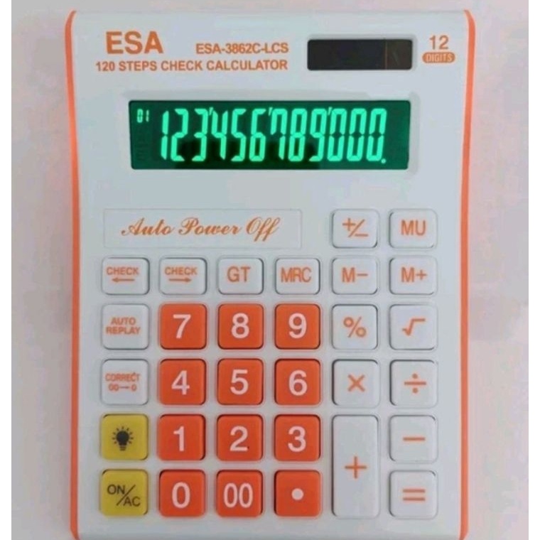 

KODE G63O KALKULATOR ESA 3862CLCS LAYAR LED 12 DIGITKALKULATOR 12 STEP CEK CORRECT