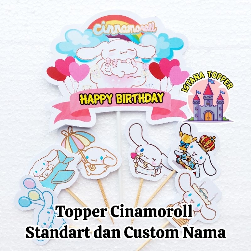 Topper Cake STANDART / CUSTOM Nama Cinnamoroll / Topper Ultah