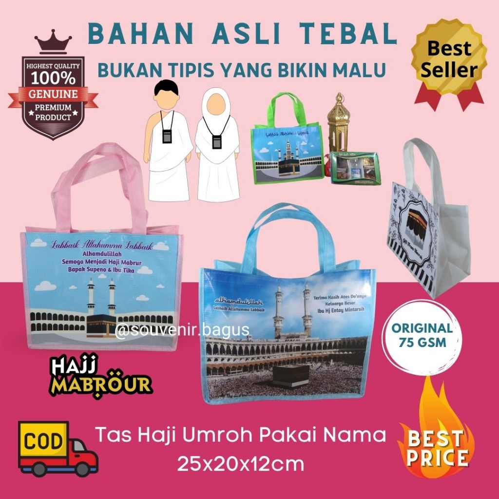 

Tas Souvenir Haji Umroh Custom Nama Goodie Bag Oleh Oleh Haji Umroh gift hajj umrah mekah madinah
