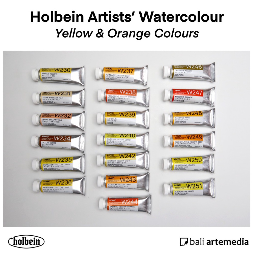 

KODE O98D Holbein Artists YELLOW ORANGE Watercolour Paint 5ml 15ml