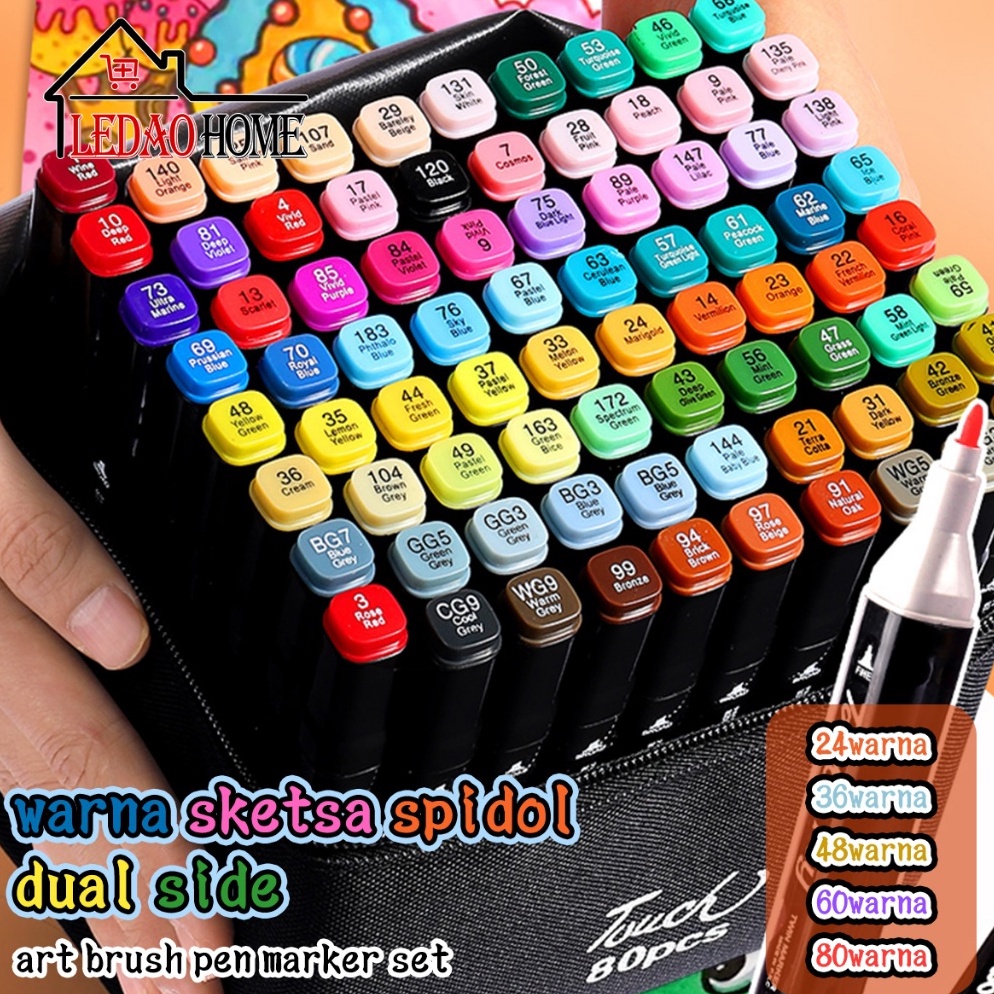 

KODE V58V LEDAOHOME 2 in 1 Spidol dan Stabilo Touch Isi 24364868 Warna Dual Side Fine Art Brush Pen Sketsa