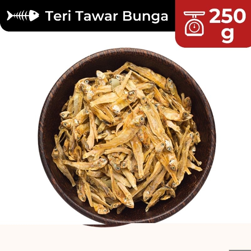 

250g Ikan Teri Tawar Bunga SUPER / Teri Tawar Tipis / Teri Tawar Kuning / Ikan Asin Murah / Ikan Asin Enak
