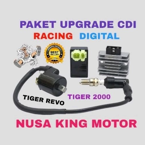 PAKET UPGRADE CDI RACING TIGER OLD TIGER NEW TIGER 2000 CDI RACING KOIL PADUD DAN BUSI RACING