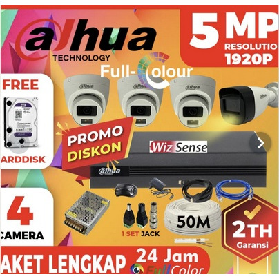 Paket CCTV Dahua 4ch 5mp Full color