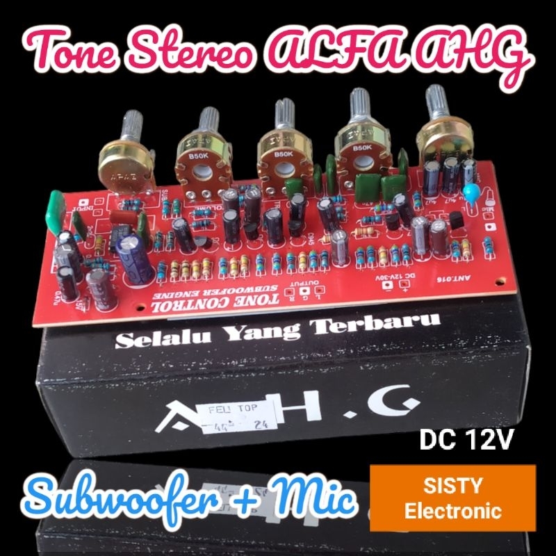 Tone Control Stereo PINOKIO + Subwoofer & Mic Alfa Ahg Dc 12v