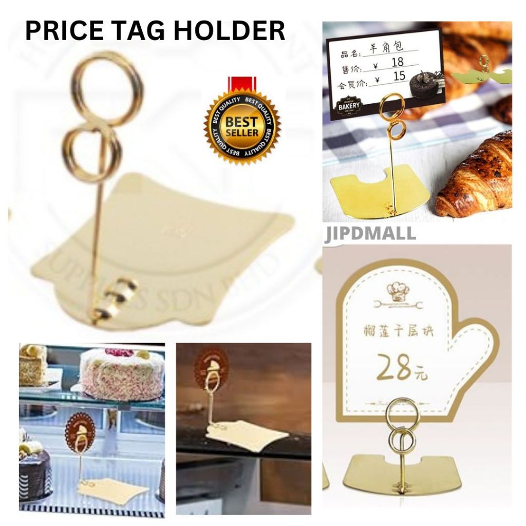 

JIPD Gold Paper Price Tag Holder Penjepit Pajangan kertas Harga Restoran Cafe Supermarket
