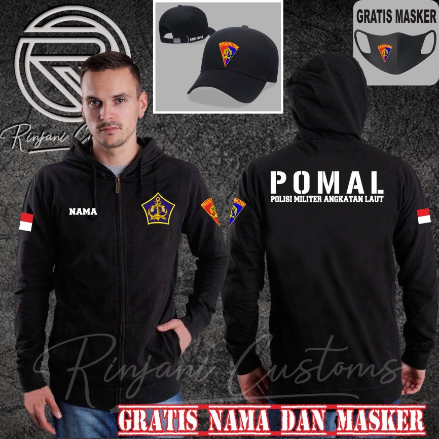 JAKET  POLISI MILITER ANGKATAN LAUT GRATIS NAMA DAN MASKER - JAKET SWEATER POMAL TNI AL