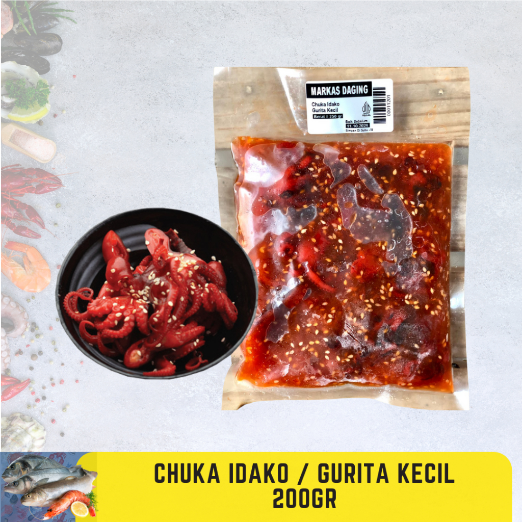 

Chuka Idako | Seasoned Baby Octopus | Gurita Kecil Halal MUI 200 Gram