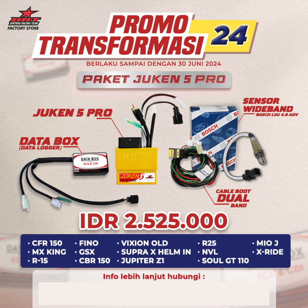 PAKET JUKEN 5 PRO BRT - CB 150 R / CBR 150 OLD / CBR 150 KPP THAILAND / CBR 250 OLD / SONIC NEW / CB