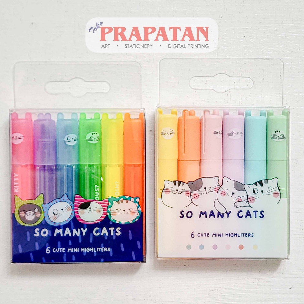 

KODE P7S MG So Many Cats Cute Mini Highlighters 6C Penanda Warna