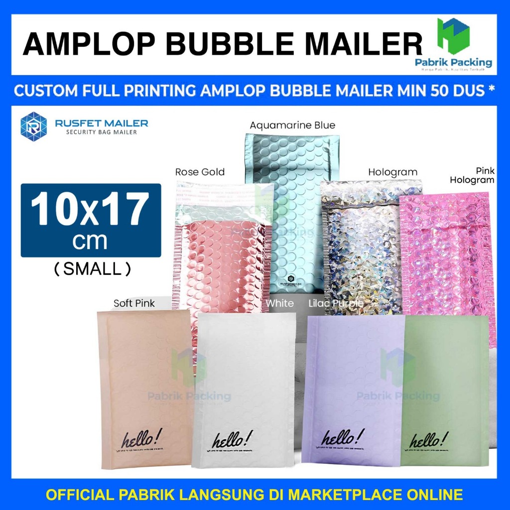 

Amplop Bubble Packing Bubble Mailer Envelope Bag 10x17cm Rusfet Satuan
