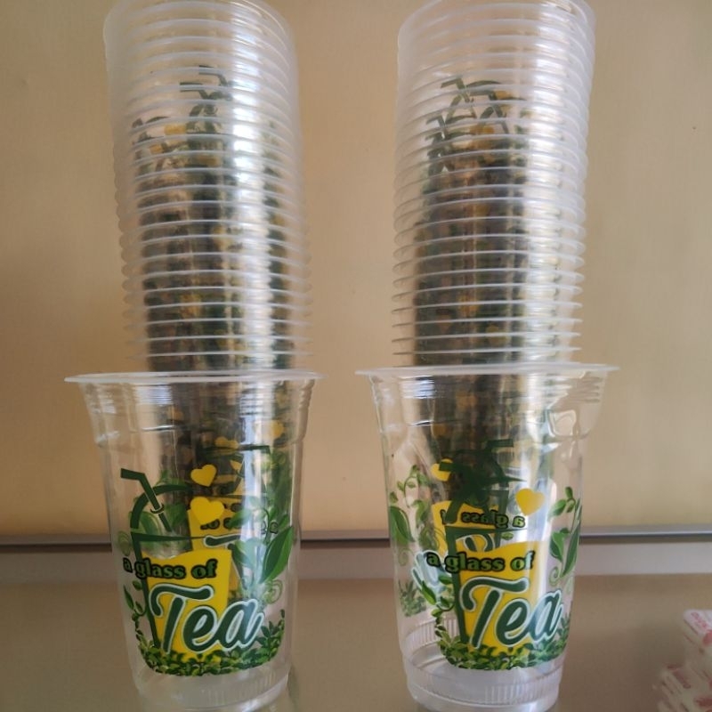 GELAS PLASTIK 16 OZ ES TEH MOTIF / CUP ES TEH 16 OZ MOTIF