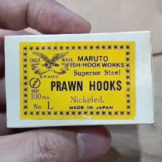 Mata Kail Pancing Udang Stainless Merk Maruto Eagle Wave Brand. Size L. Made in Japan.