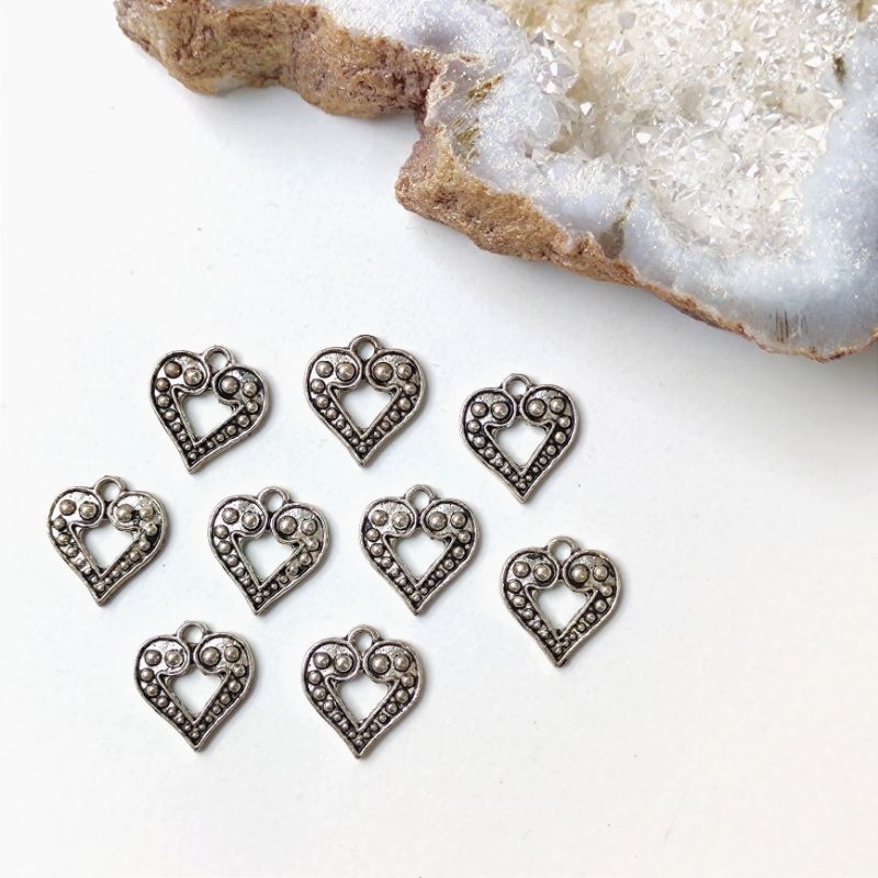 1 pcs Charm LOVE ORNAMEN Batik Ukir Ukiran Pandora Bandul Charms Liontin Metal Silver