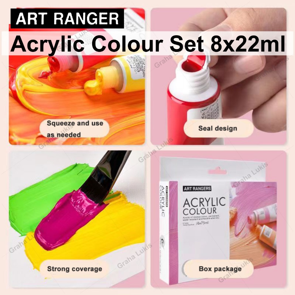 

Art Ranger Acrylic Set Pastel / Neon / Glitter / Metallic / Regular - Set Cat Akrilik 8x22ml