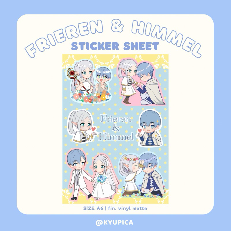 

Frieren Beyond Journey’s End (Frieren and Himmel) A6 Sticker Sheet | fanart by kyupica
