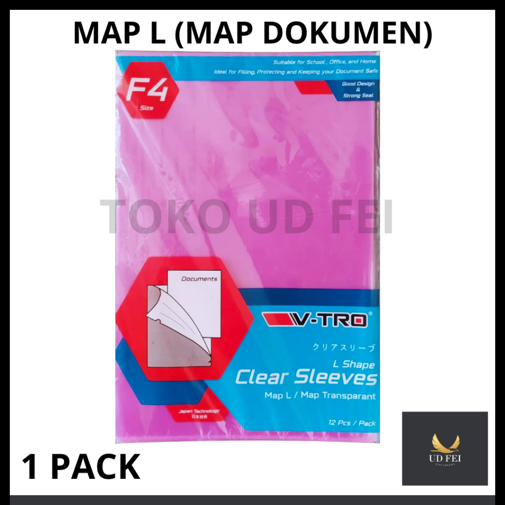 

(1 PACK ISI 12) Map L /clear sleeves folio/ F4 map plastik/ Map Transparan