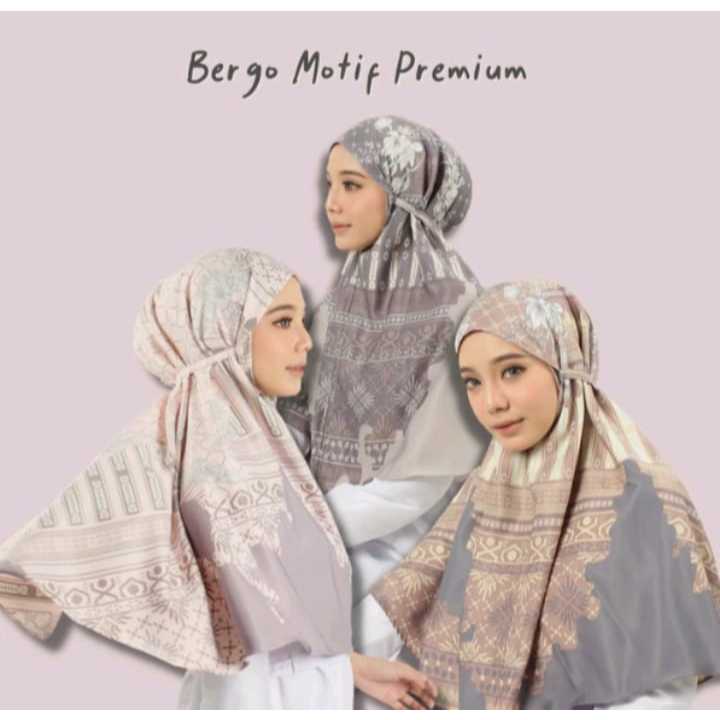 Bergo Motif Premium Silk Murah / Hijab Instan Tali