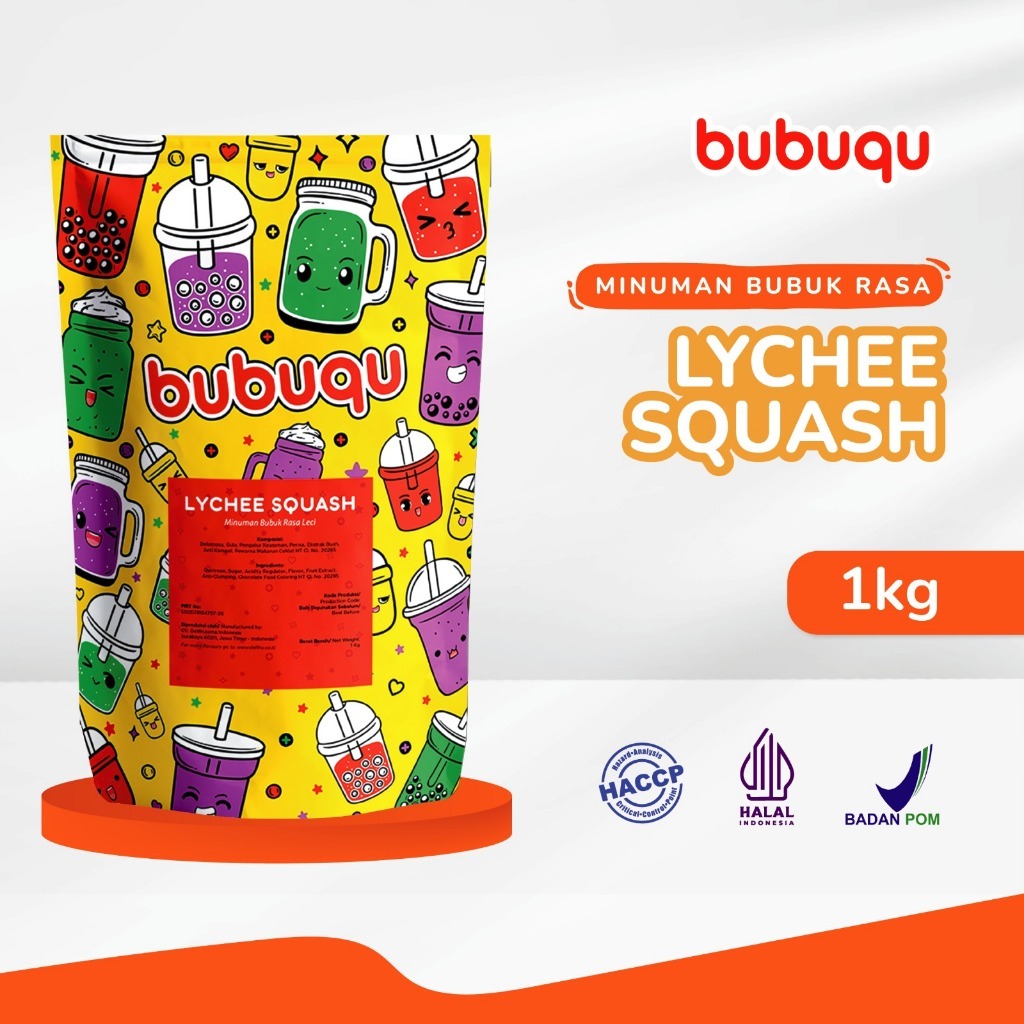 

Lychee Squash Bubuqu 1 Kg - Bubuk Minuman Leci Segar