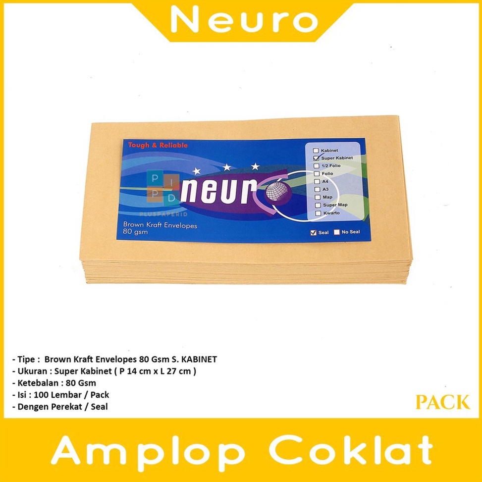 

KODE E14Y NEURO Amplop Coklat Ukuran Super Cabinet 14 x27 cm Seal Pack