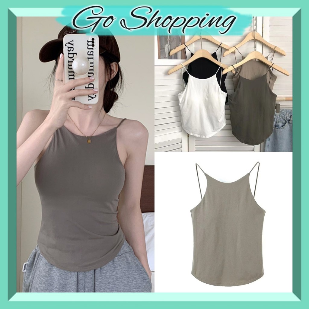 GOBJ1568 Baju Tanktop Polos Halus Tanpa Kawat With Cup Tali Leher Bh Singlet Wanita Atasan Sexy Cod