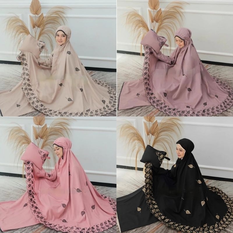 Mukena Katun Bordir Daun/Bunga Halus - Kendari