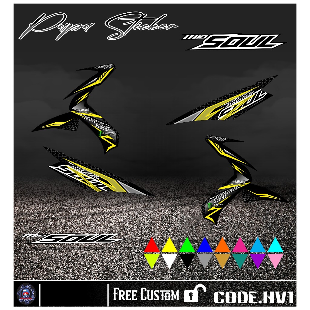 STRIPING MIO SOUL KARBU  , Stiker list Motor Mio Soul Karbu,Sticker lis Mio Soul RACING Hv1