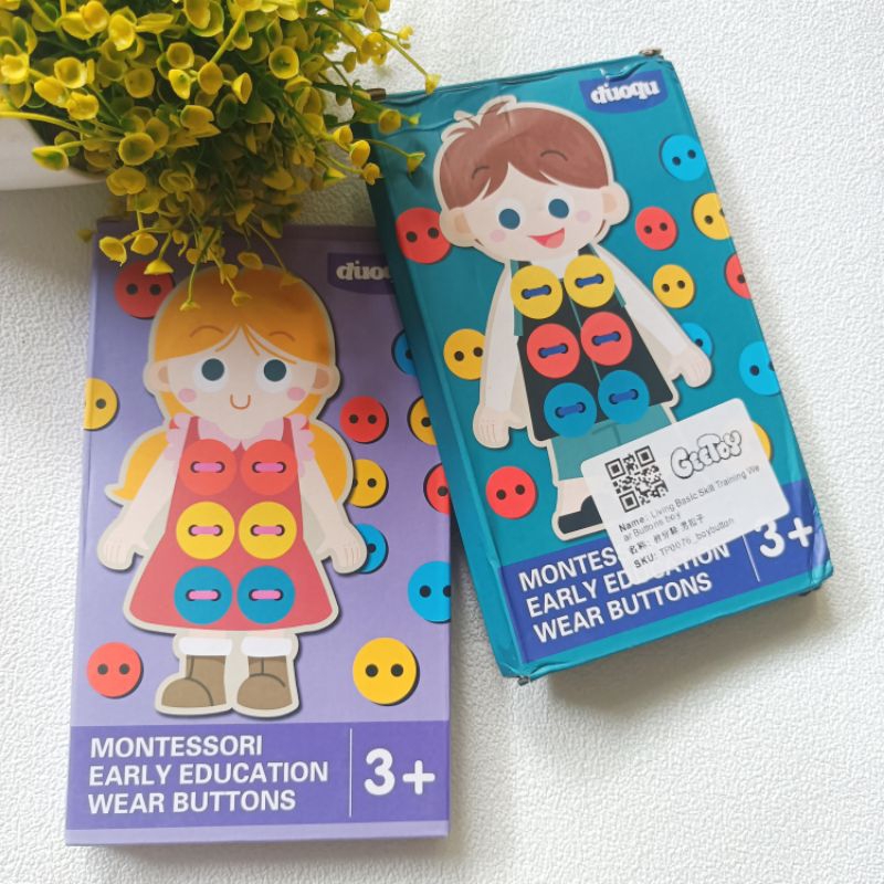 Mainan Montessori Menjahit Kancing Baju/Mainan Edukasi