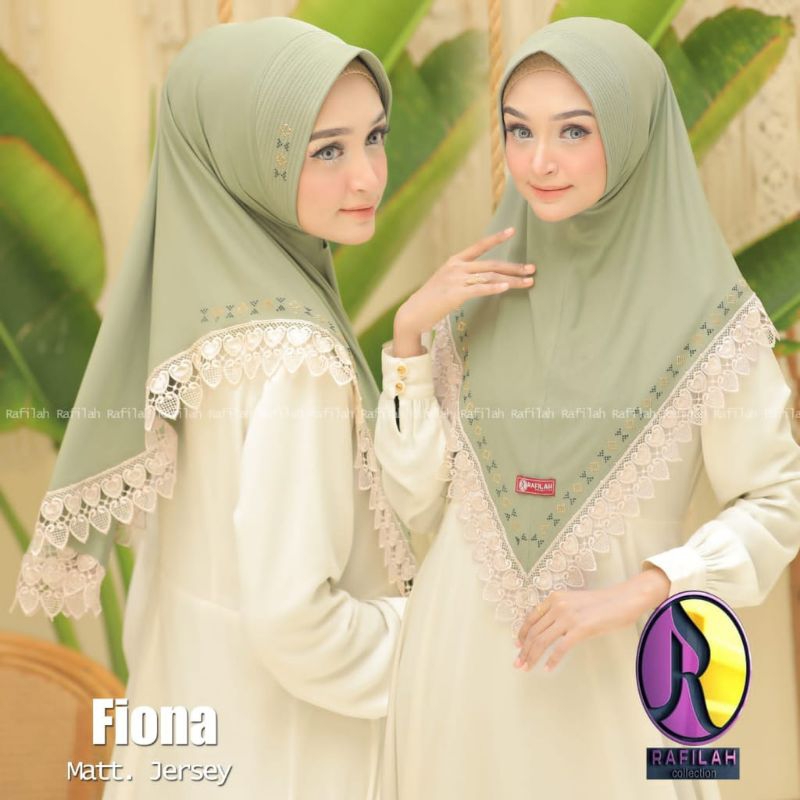 Fiona rafilah jilbab instan bergo daily harian renda mewah pesta premium