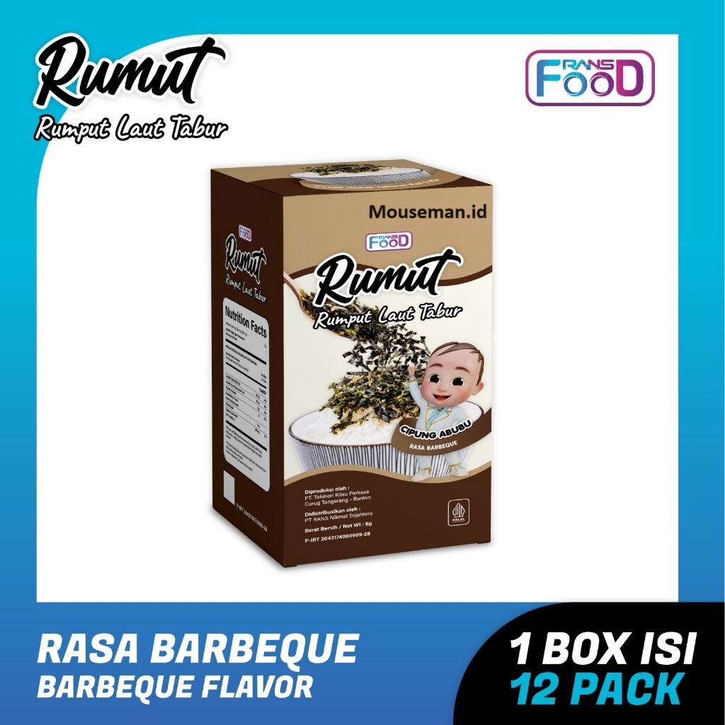 

1PCS Rumut Rumput Laut Tabur CIPUNG ABUBU RASA BARBEQUE 8GR