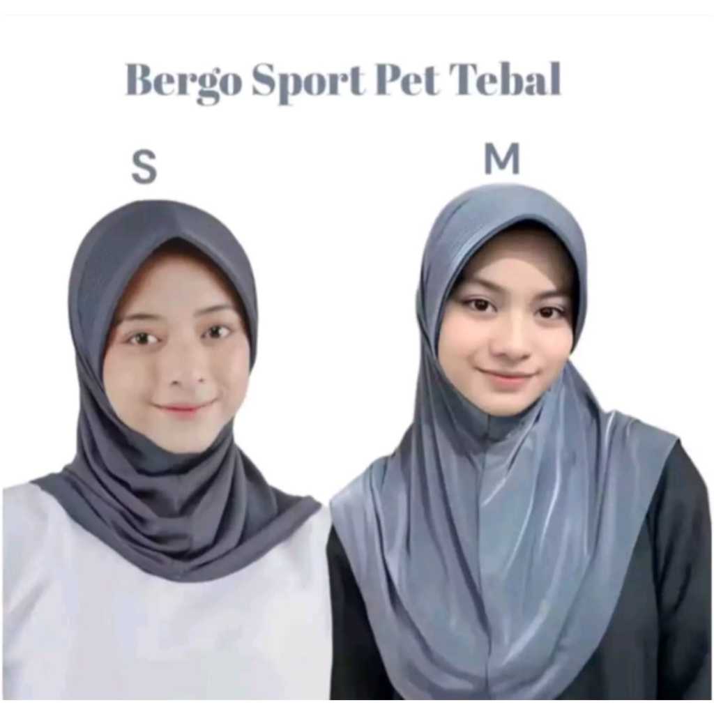JILBAB BERGO SPORT/BERGO SEKOLAH/ PET TEBAL SIZE M/ HIJAB SPORT PET TEBAL NUTUP DADA/ KERUDUNG SPORT