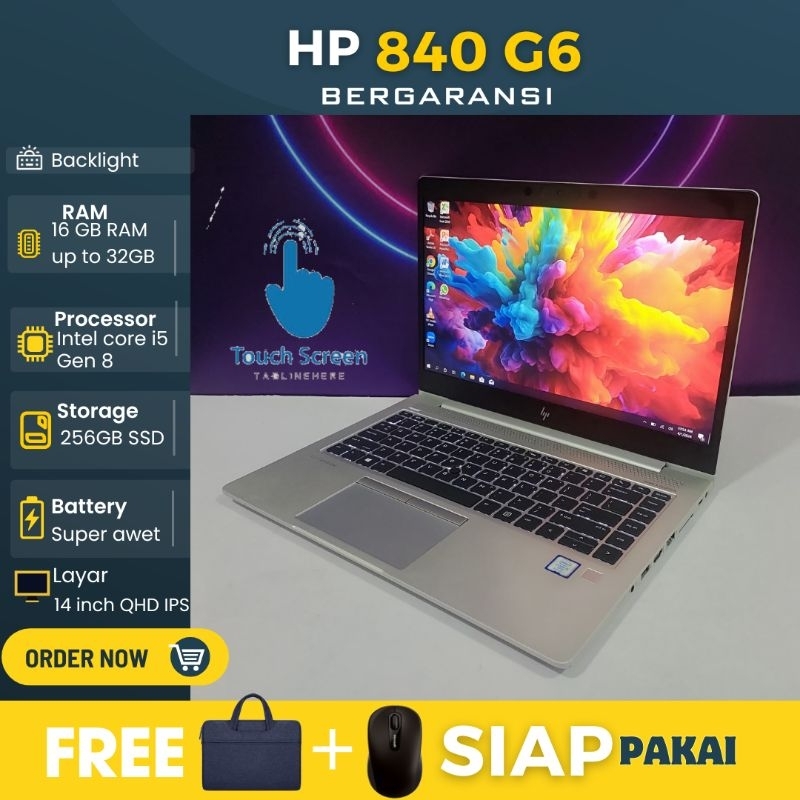 Laptop Hp 840 G6 Finger Intel Core i7 Gen 8 Ram 16GB SSD SSD 256GB  Touchscreen