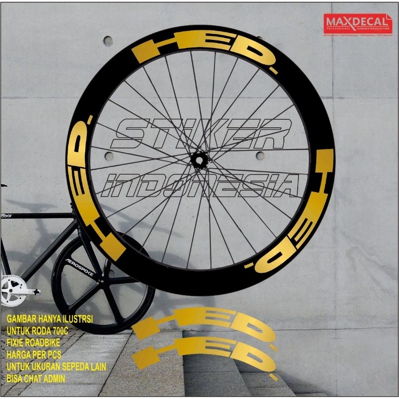 sticker rims stiker velg sepeda fixie roadbike HED gold