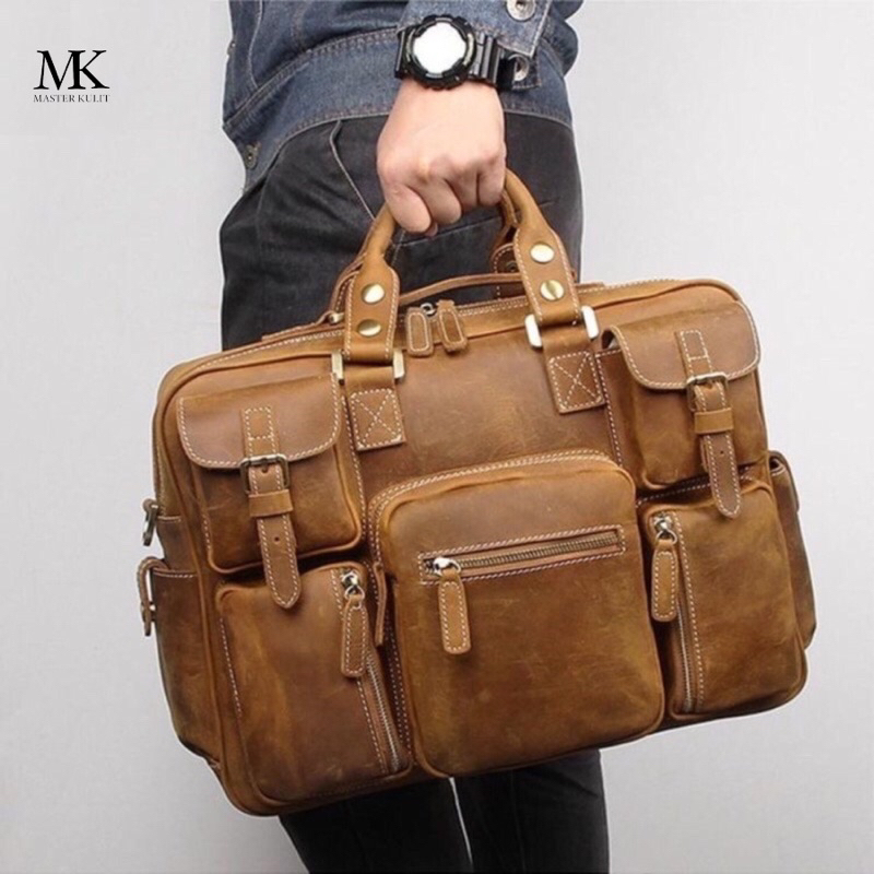 Tas Slempang Travel Multifungsi Kulit Super Asli mk022