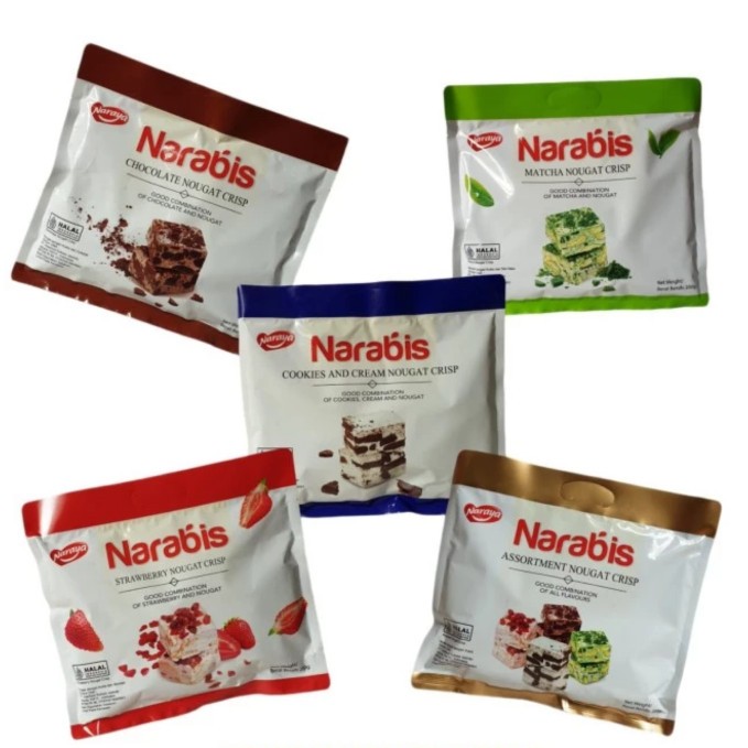 

NARAYA NARABIS NOUGAT CRISP 200GR ASSORTMENT/STOBERI/MATCHA/COKLAT/COOKIES BEST SELLER