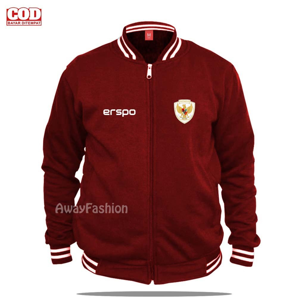 BISA COD Jaket Bomber Varsity Baseball Resleting Jaket Varsity Pria / Ersp Indonesia | Text Putih In