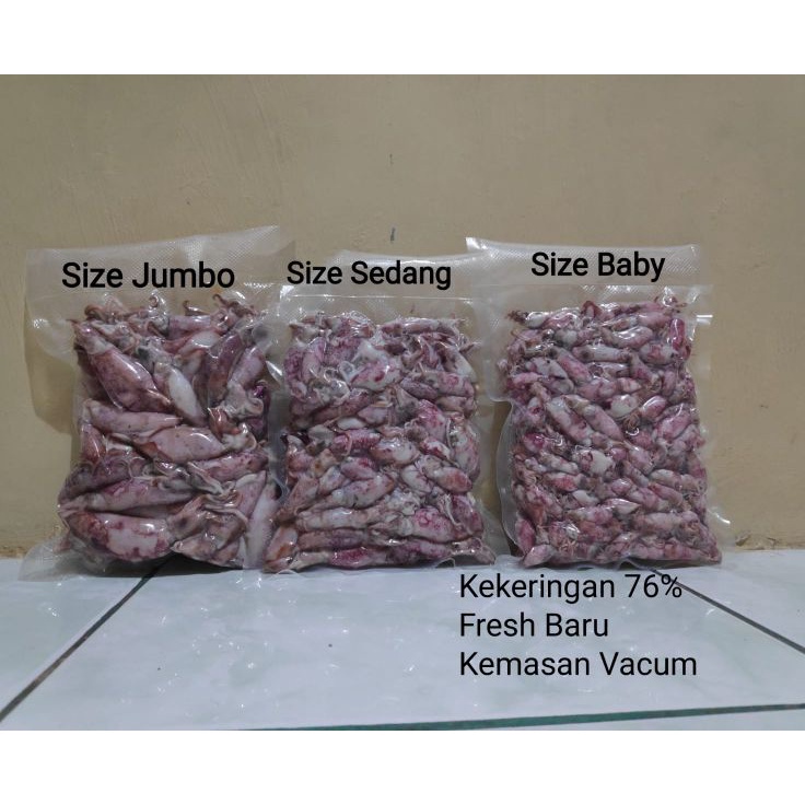 

Sotong Cumi Cumi Asin Cumi Rebus 1 KG Size JumboSedangBaby