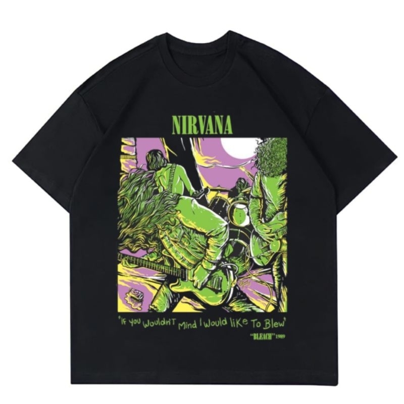 KAOS NIRVANA BLEACH | KAOS"NIRVANA BLEACH" BAJU VINTAGE T-SHIRT VINTAGE OVERSIZE RAP TEES PRIA WANIT