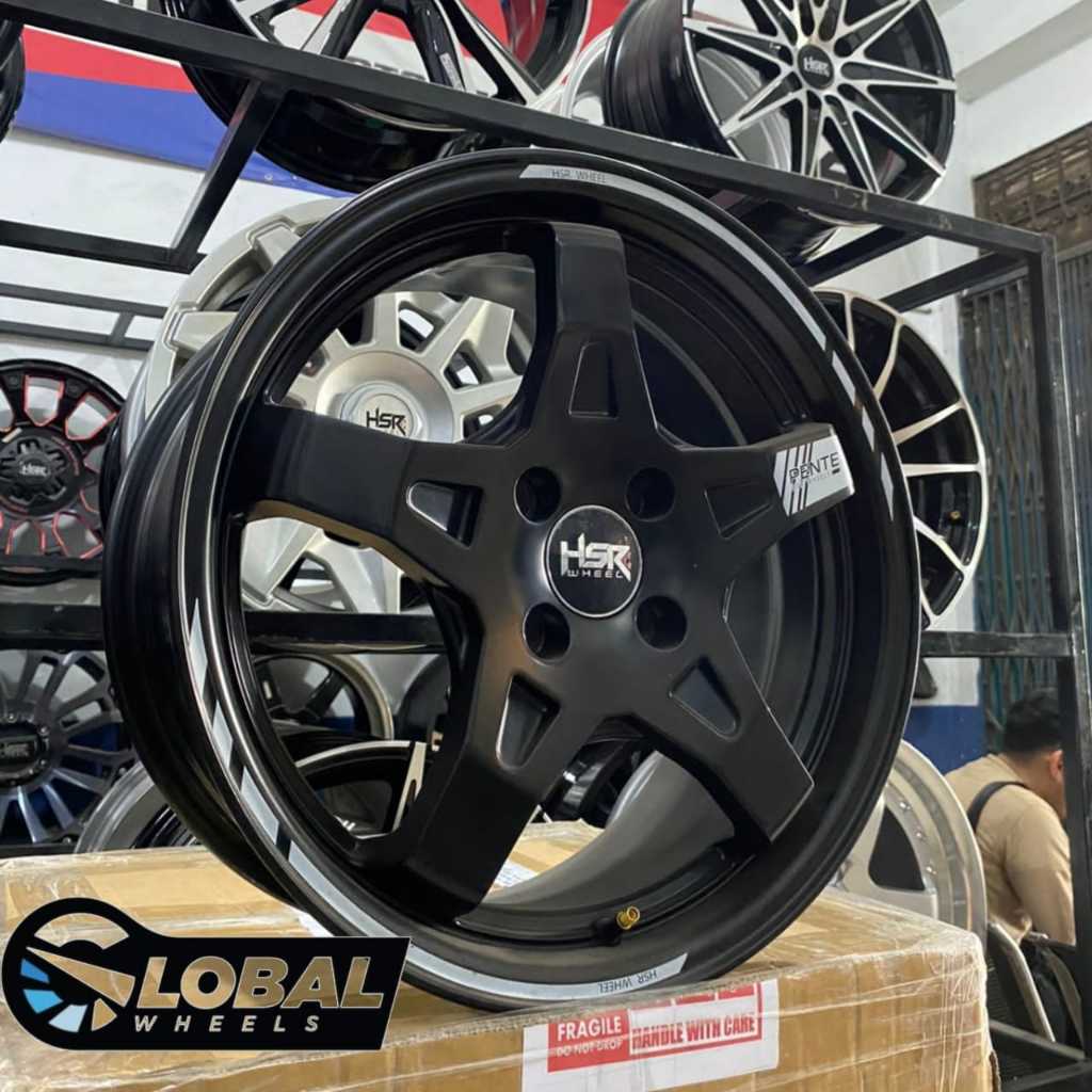 Velg Mobil HSR Pente Ring 16 Black White Font Bestfor Brio,Agya,Mobilio