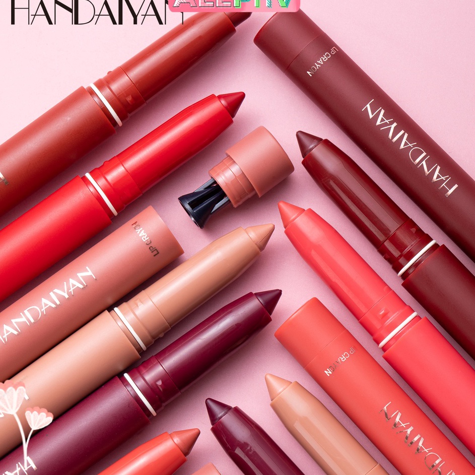 HANDAIYAN Matte Lip Liner Waterproof Matte Lip Crayon Lipstick Pencil 12 Warna